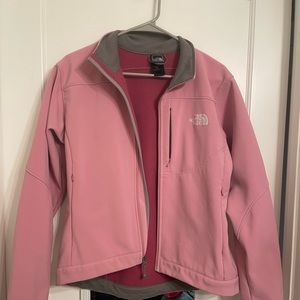The North Face pink fleece lined apex jacket